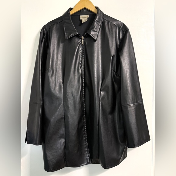 Fashion Bug Jackets & Blazers - Fashion Bug Plus 22/24 Black Faux Leather Jacket | DIY Upcycle Project Ready